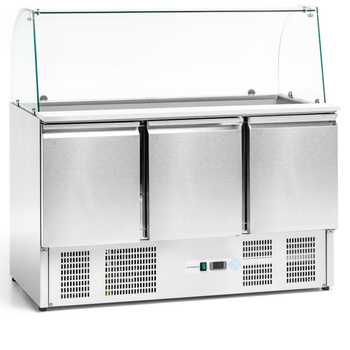 Table réfrigérée à salades 3-portes 400 l, avec vitrine en verre | FORGAST FG07104