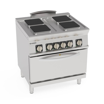 Cuisinière professionnelle électrique 4 foyers carrés avec four GN 2/1 | TECNOINOX 716191