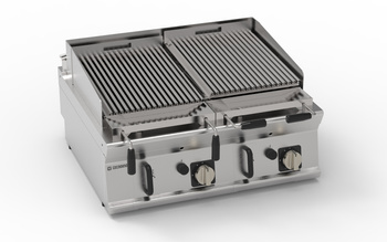 Gril à gaz à pierre de lave réglable 16 kW double 2x 46×36 cm | TECNOINOX 713148