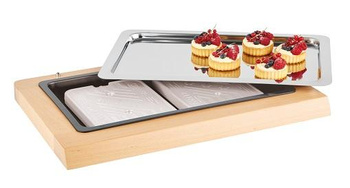 Vitrine de buffet avec élément réfrigérant, sans couvercle TOP FRESH GN 1/1, couleur brun clair, 60x41x5 cm | APS 11540