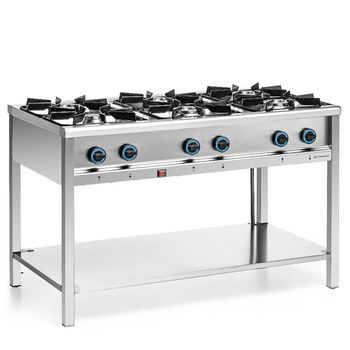 Cuisinière professionnelle à gaz 6 feux, 34,4 kW | FORGAST FG09456