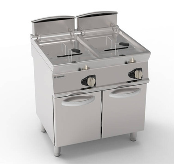 Friteuse à gaz à deux cuves 2 x 13 l 23 kW avec soubassement fermé | TECNOINOX 713131