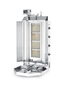 Gril à kebab à gaz, 4 zones de chauffe, 90 cm, 50-80 kg | HENDI 226001