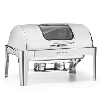 Chafing dish de table roll-top avec hublot 9 L pour combustible | FORGAST FG03118V1