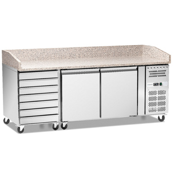 Table réfrigéré à pizza 2-portes avec tiroirs 428 l | FORGAST FG07204