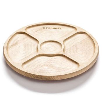 Plateau tournant en bois pour le service, 4 compartiments, diamètre 33 cm, bois de hêtre | FORGAST FG12650