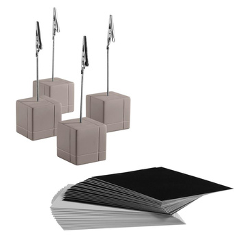 Porte-cartes, set - 4 porte-cartes et 30 cartes de description, 3x3x12 cm | APS 71494