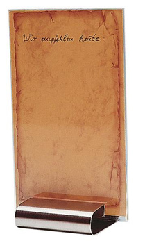 Présentoir à menu, acier inoxydable, 8x8x2 cm | APS 30
