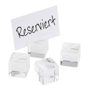 Présentoir pour cartes WÜRFEL, lot de 4 présentoirs, 20 cartes de description, 3x3x3 cm | APS 78