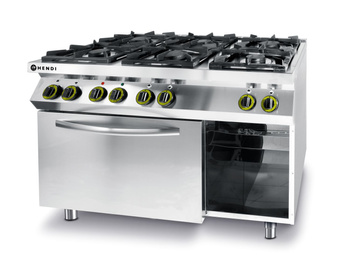 Cuisinière à gaz 6 feux avec four électrique, 31,5 kW, 6 feux | HENDI 225899