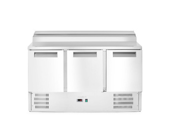 Table réfrigérée 3-portes pour salades avec superstructure, 368 l, 8x GN1/6 | HENDI 236239