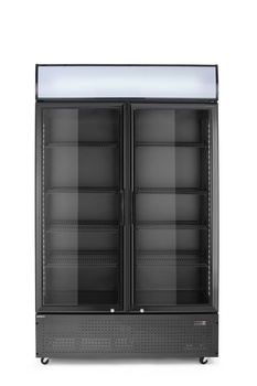Réfrigérateur à boissons 2-portes avec panneau rétroéclairé, 512 l, acier noir, dégivrage automatique | ARKTIC 236949