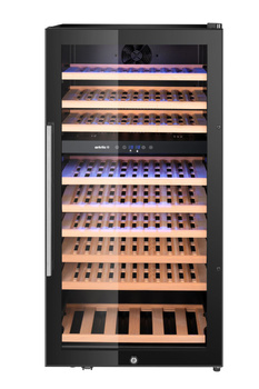 Cave à vin, 2 zones, 91 bouteilles, noire, 230 l, 9 clayettes | ARKTIC 237113