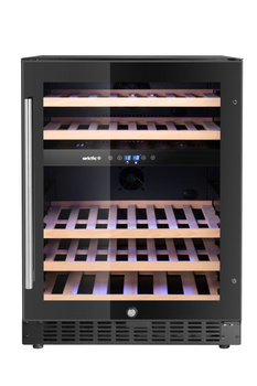 Cave à vin, 2 zones, 46 bouteilles, noire, 137 l, 5 étagères, 1 porte | ARKTIC 237106
