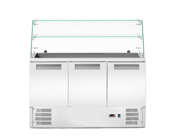 Table réfrigérée à salades avec superstructure vitrée, 3 portes, acier inoxydable, 136,5x70x127 cm | ARKTIC 236192