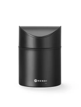 Mini-poubelle de table avec couvercle basculant, 1,2 L, noir Ø 12 x H 16,5 cm | HENDI 440773