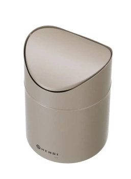 Poubelle de table avec couvercle basculant, 1,2 L, beige, Ø 12 x H 16,5 cm | HENDI 440797