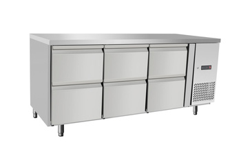 Table réfrigérée avec 6 tiroirs GN 1/1, groupe latéral, 420 l, 179,5x70x87,9 cm | ARKTIC 237069