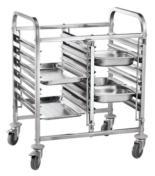 Chariot pliable en acier inoxydable pour plateaux et bacs GN - 12 GN 1/1 | HENDI 810569