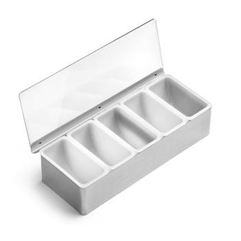 Récipient 5 compartiments pour ingrédients de bar, gris, 37,5x14x9 cm | FORGAST FG11419