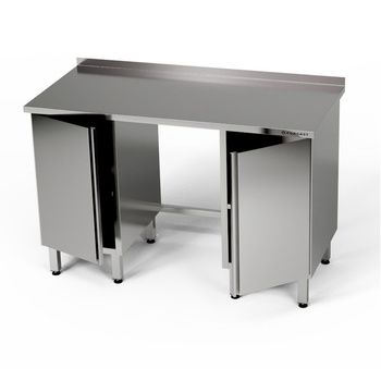 Table de travail inox avec deux armoires 230x60x85 cm | FORGAST