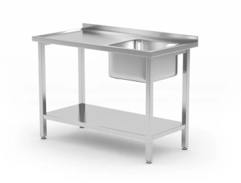 Table avec évier 1 bac et étagère, 100x60x85 cm | HENDI 817018