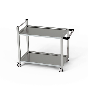 Chariot de service en acier inoxydable à 2 étagères 110x50x85 cm | FORGAST