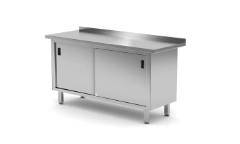 Table adossée avec armoire à portes coulissantes, 160x60x85 cm | HENDI 811689