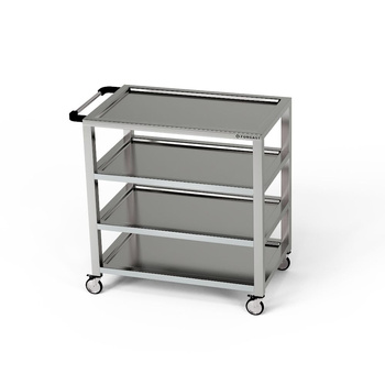 Chariot de service en acier inoxydable à 4 étagères 110x60x85 cm | FORGAST
