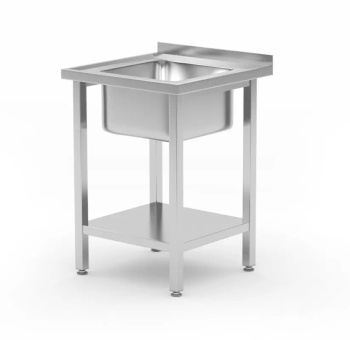 Table avec évier 1 bac et étagère, 60x60x85 cm | HENDI 816806