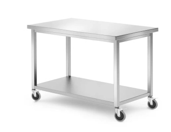 Table roulante avec étagère - à visser, 120x60 cm | HENDI 815793