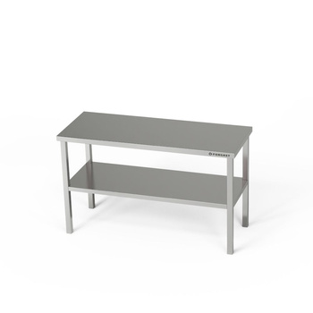Étagère de table 2 étagères en acier inoxydable 4 pieds 100x30x60 cm | FORGAST