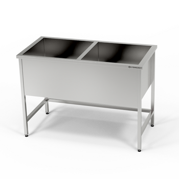 Évier en acier inoxydable à 2 cuves (prof. 30 cm) 160x70x85 cm | FORGAST