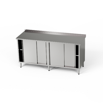 Table de travail en acier inoxydable avec 2 armoires 210x70x85 cm | FORGAST