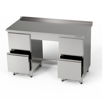 Table de travail inox avec 2 blocs de 2 tiroirs 140x60x85 cm | FORGAST