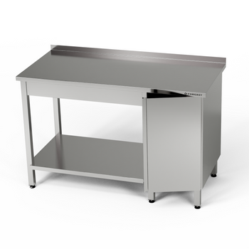 Table de travail en acier inoxydable avec placard et étagère inférieure 100x70x85 cm | FORGAST