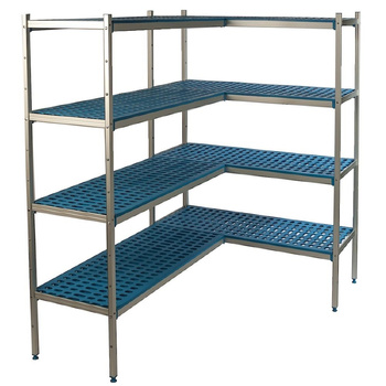 Étagère d’angle à 4 tablettes prof. 40 cm 1PD-44+4P-94+8UM | ALUSHELF 40319