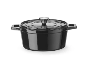 Cocotte en fonte émaillée, 3,7 L, noire, 31,7x24x(H)10,5 cm | HENDI 626870