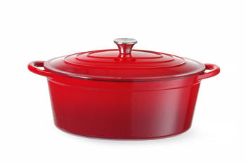 Cocotte en fonte avec couvercle rouge - capacité 7 L | HENDI 626825