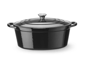 Cocotte en fonte émaillée, 6,88 L, noire, 40,5x25,5x(H)13,4 cm, Ovale | HENDI 626863
