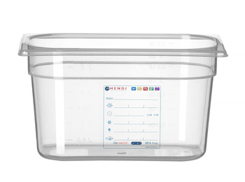 Récipient GN 1/4 prof. 15 cm en polypropylène HACCP | HENDI 880364