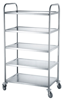 Chariot de service en acier inoxydable à 5 étagères pliable | HENDI 810125