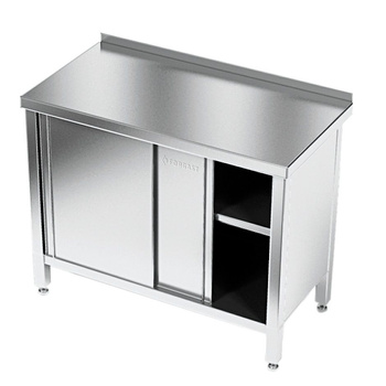 Table de travail en acier inoxydable avec placard 100x60x85 cm | FORGAST