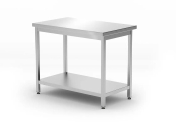 Table de travail centrale avec étagère, 100x60x85 cm | HENDI 817162