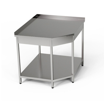 Table d'angle de travail en inox avec étagère 96,8x60x85 cm | FORGAST