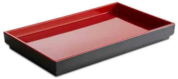 Plateau ASIA PLUS GN 1/4 en mélamine, rouge et noir, 26,5x16,2x3 cm | APS 15458