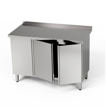 Table de travail en acier inoxydable à 3 portes 140x60x85 cm | FORGAST