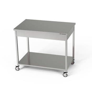 Table de travail en inox avec étagère sur roulettes 140x70x85 cm | FORGAST