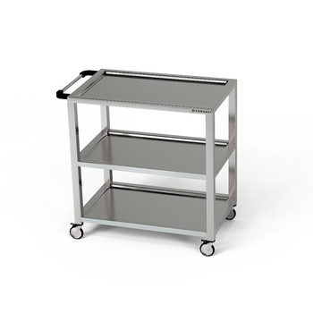 Chariot de service en acier inoxydable à 3 étagères 120x50x85 cm | FORGAST