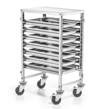 Chariot pliable en acier inoxydable pour plateaux et bacs - pour 7 GN1/1 | FORGAST FG01104